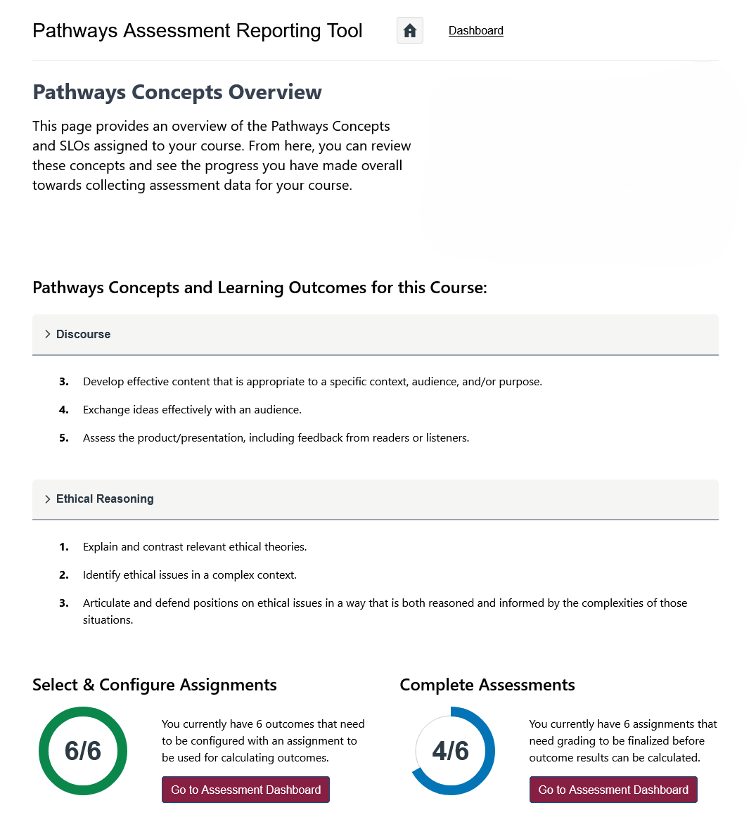 Preview of Pathways Assessment Tool